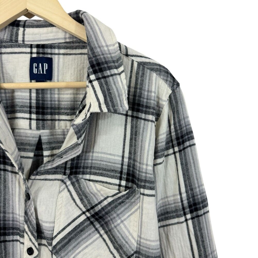 GAP Large Cotton Flannel Shirt Button Up Long Sleeve Plaid Womens READ - Picture 5 of 12